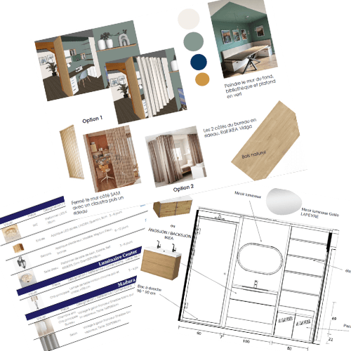 dossier de conception avec 3D et liste shopping