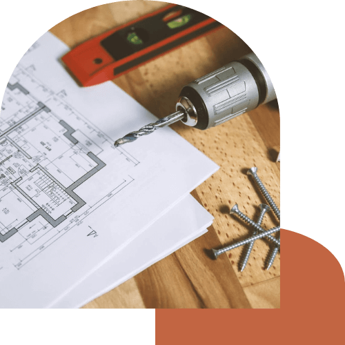 plan agencement, perceuse et mètre