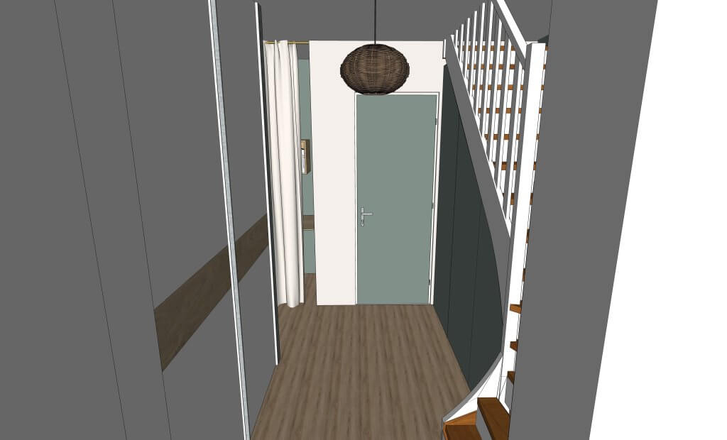 visuel 3D avec placard entrée et placard sur mesure sous escalier