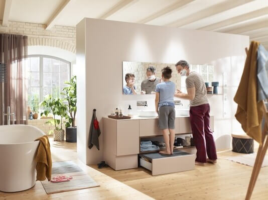 marchepied à intégrer dans meuble vasque